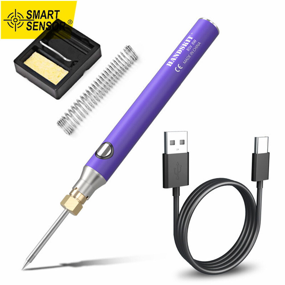 Smart Sensor 330~400°C 8W Handheld Portable Cordless Mini Electric Soldering Iron Temperature Adjustable Soldering Iron Household DIY Welding Tool Set
