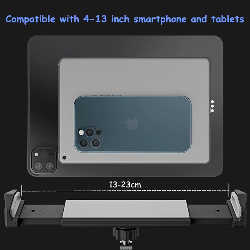 JDB Foldable Tablet Stand Three Shaft Design Bracket Multi Angle Adjustable Tablet Support Desktop Aluminum Hands Free Cell Phone Holder for iPhone iPad Air Mini Pro 4-13 inch