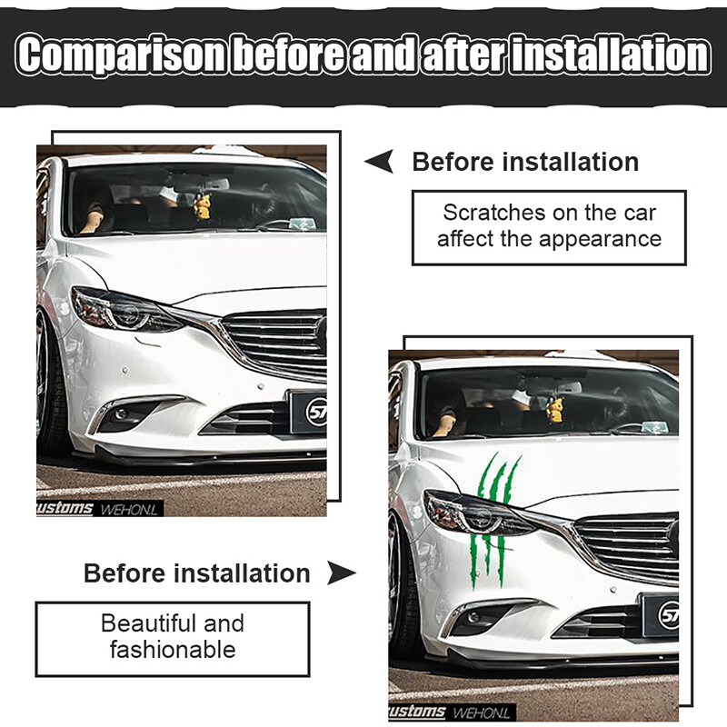 SEAMETAL Car Sticker Reflective Monster Claw Scratch Stripe Marks Headlight Decal