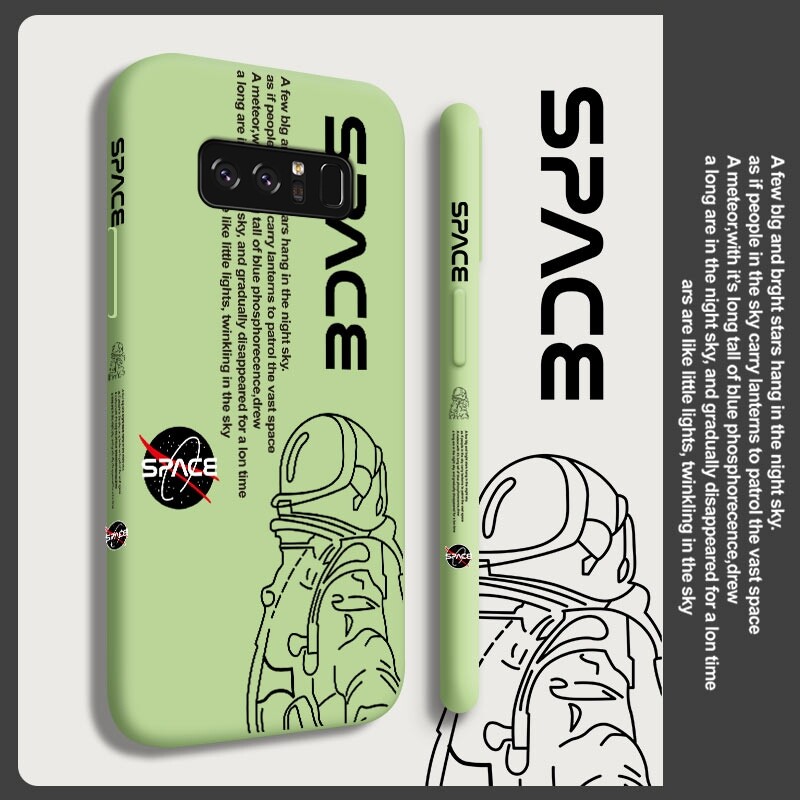 For Samsung NOTE 10 LITE NOTE 10 PLUS NOTE 20 ULTRA NOTE 8 NOTE 9 Case Cartoon Nasa Space Square Original Liquid Soft Silicone Edge Pattern Case Full Cover Camera Protection Cases Back Phone Casing Softcase For Girls