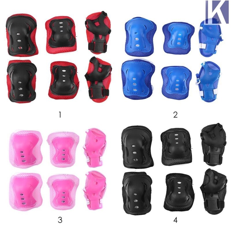 Phân phối ☬Kho✔6 Cái/bộ Trượt Patin Cổ Tay Đầu Gối Đồ Bảo Vệ Khuỷu Tay Đặt Cưỡi Bảo Vệ