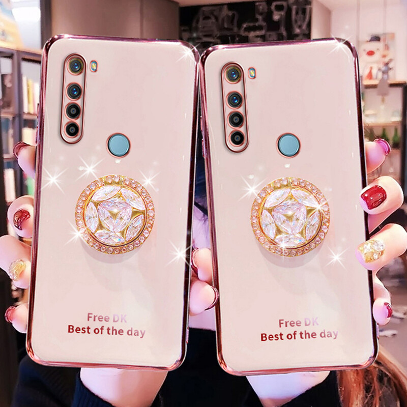 Đối với Xiaomi Redmi Note 9s Note 9 Pro Note 8 Note 8 Pro Note 7 Chữ mạ điện Vỏ điện thoại cho Redmi Note 9s Note 9 Pro Note 8 Note 8 Pro Note 7 Ốp lưng điện thoại Bling Crystal Holder Nắp lưng TPU mềm