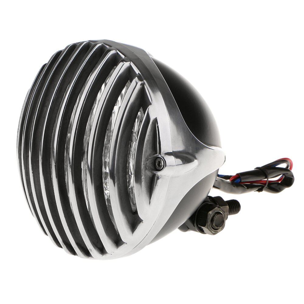 Motorcycle Front Headlight With Grill Cover Housing For Bobber Motorcycle Headlight Grill Motorcycle Light Assembly