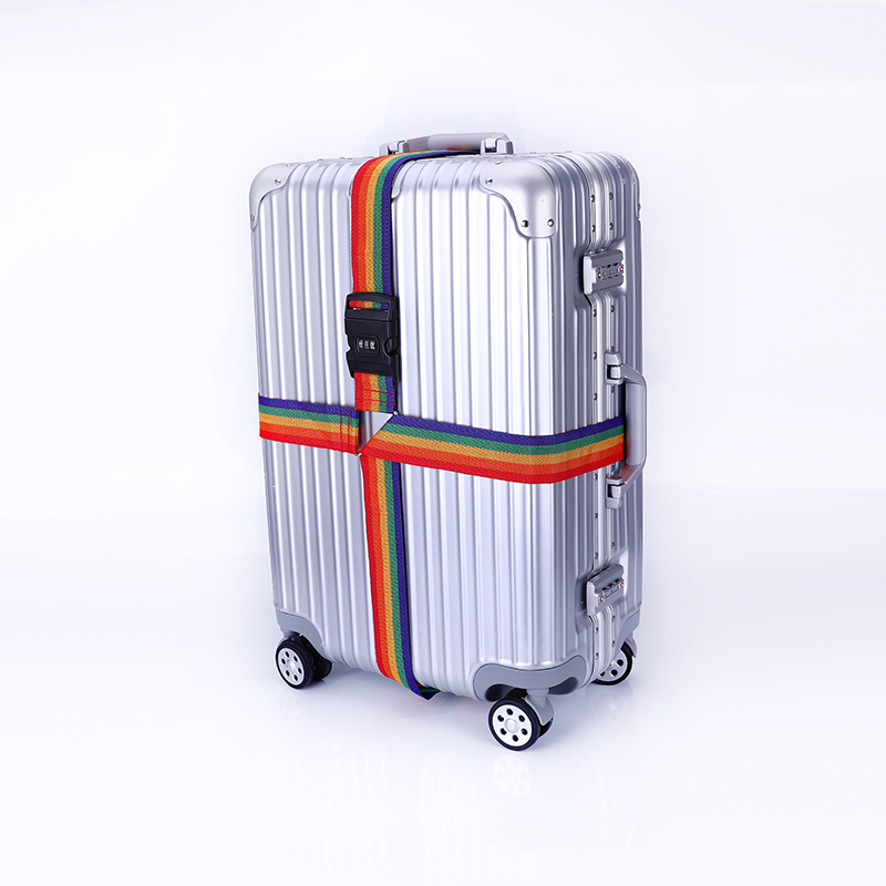 Luggage code lock bundled with cross-shaped packing trolley suitcase checked plus fixed strapping rope