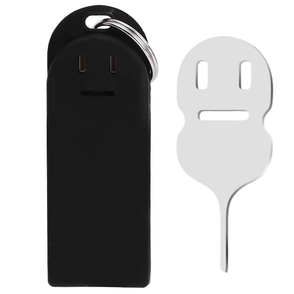 Cute Smiling Face Sim Card Silicone Protective Cover Portable Keychain Mobile Phone Card Remover Pin Multifunctional Durable Stainless Steel Card Pin