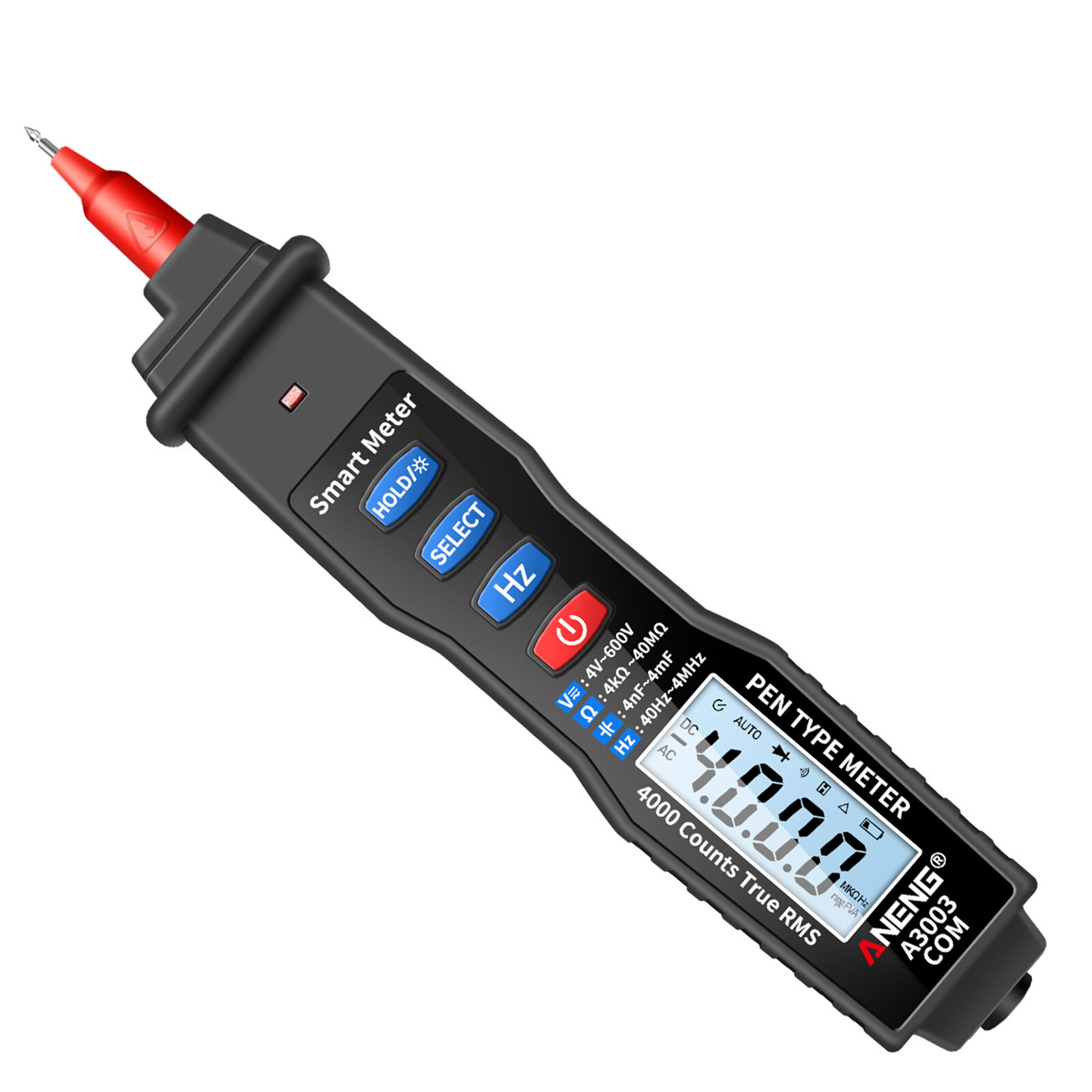 Smart Sensor Đồng Hồ Vạn Năng Bút Kỹ Thuật Số Vôn Kế NCV AC/DC Ôm Kế Điện Trở Điện Dung Tần Số Kiểm Tra Dây Trực Tiếp Cầm Tay Máy Kiểm Tra Đèn Nền LCD 4000 Đếm Kèm Giữ Dữ Liệu Và Đèn Pin