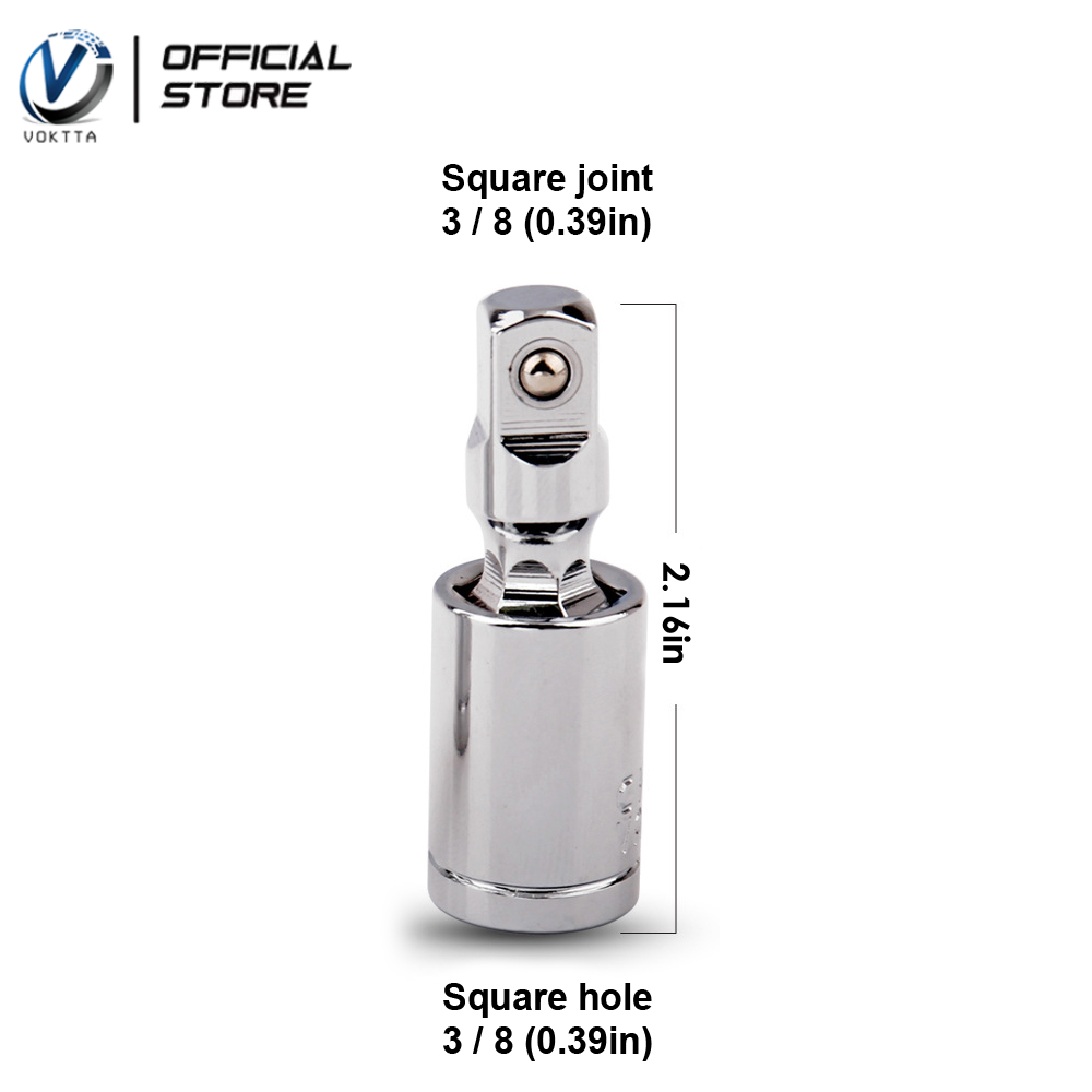 Voktta 1/4" 3/8" 1/2" universal joint multi-purpose kit 360 degree swivel head ratchet angle extension rod sleeve adapter bendable tool