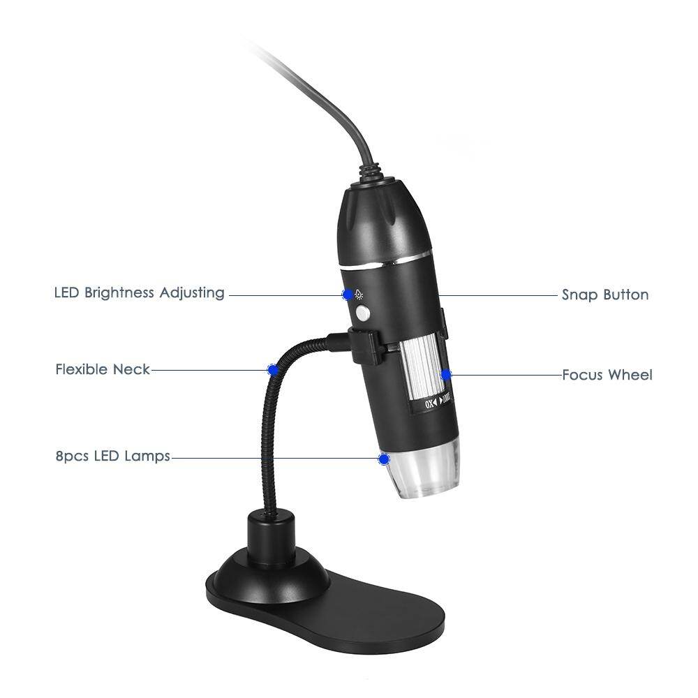Kính Hiển Vi Kỹ Thuật Số KKmoon, Kính Lúp Có Đầu Cắm USB Và Máy Tính Để Bàn, Kính Lúp 8 Bóng LED, Camera 0,3MP, Độ Phóng Đại 1000 Lần