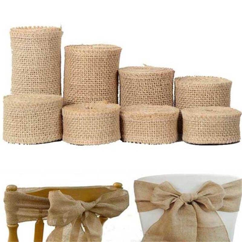 5m Roll Jute Burlap Rustic Hessian Ribbon Tape Strap Wedding Decor