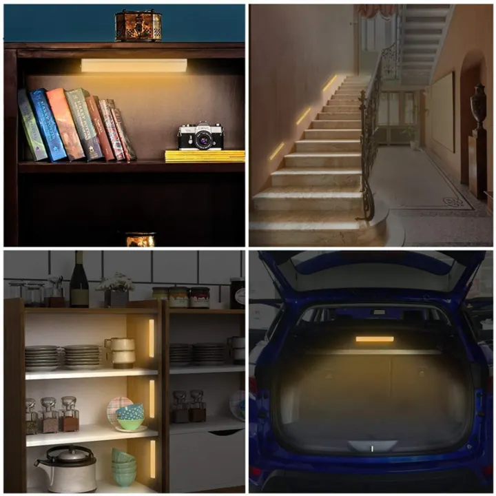 Under Cabinet Led Lighting Motion Sensor Rechargeable 24 Led Warm White Night Light Stick On Lights Led Under Cabinet Lighting For Closet Wardrobe Kitchen Shelf Stairs 2 Pack Lazada