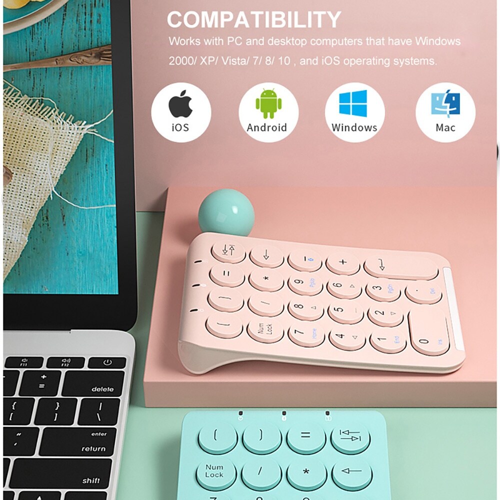 Bluetooth Wireless Number Pad 22 Keys Wireless Financial Accounting Numeric Keypad External Numpad Numbers Keyboard for Laptop