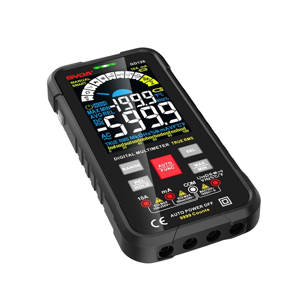 GVDA New Smart Multimeter Auto Range 1000V 10A Digital Capacitance Tester True RMS REL Ohm Hz AC DC Meter Multimetro