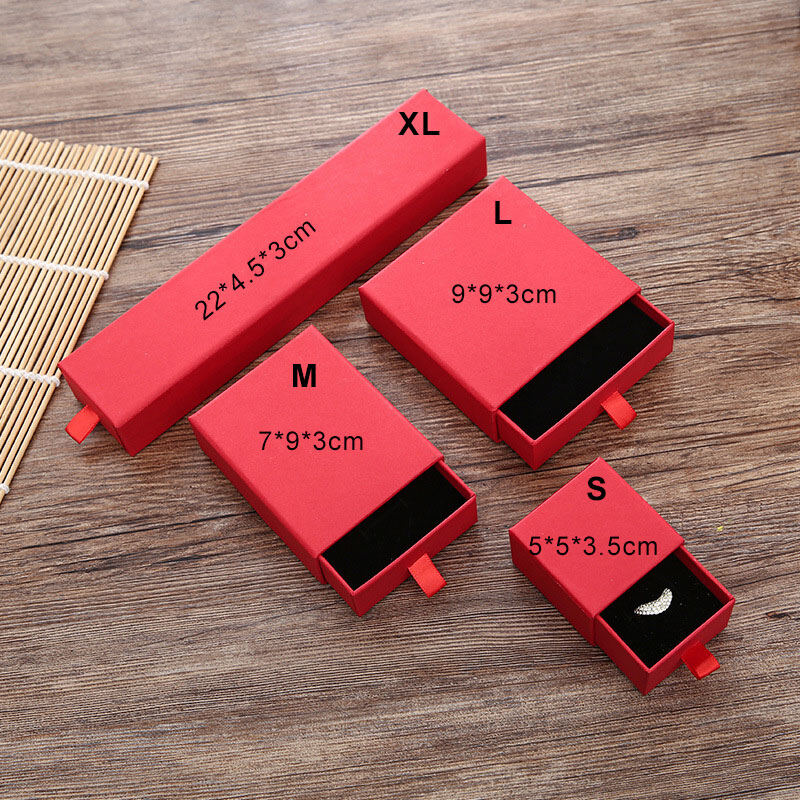 J & Z scch  1PC Gift Box Packaging Necklace For Ring Earrings Jewelry Organizer Kraft Paper Drawer Box Display Cardboard