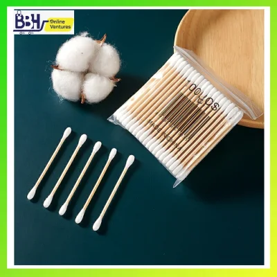 100pcs Cotton Bud Cotton Swab First Aid Kit Cosmetic Medicine Household Ear Cotton Swabs Double-Headed Wooden Sticks