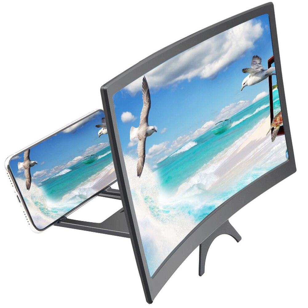 Hoce bộ khuếch đại màn hình lớn 12 inch 3d hd, kính lúp màn hình điện thoại di động màn hình cong cho điện thoại thông minh đứng phóng to khung có thể gập lại chủ