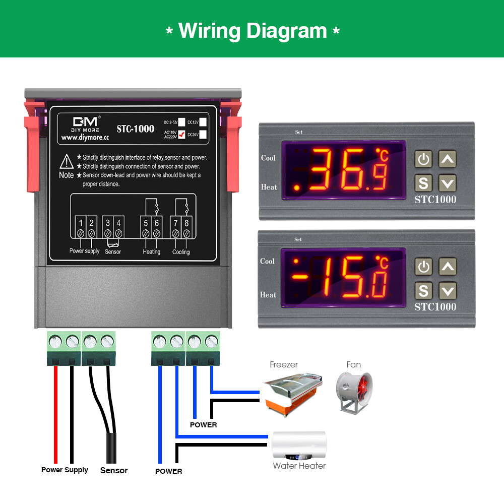 Shockley Digital Temperature Controller Thermostat Thermoregulator incubator Relay LED 10A Heating Cooling STC-1000 STC 1000 110V 220V