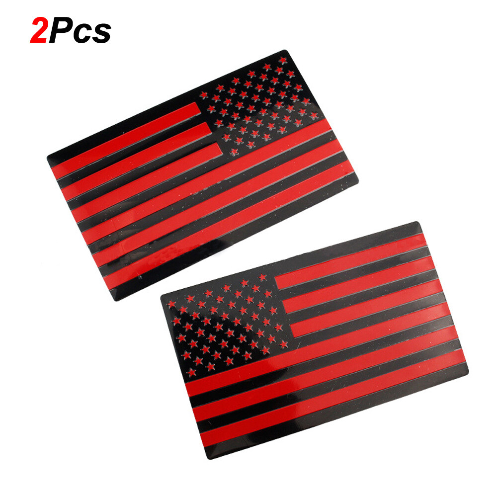 2Pcs 3D Metal American Flag Emblem Decal Stickers, Matte Black