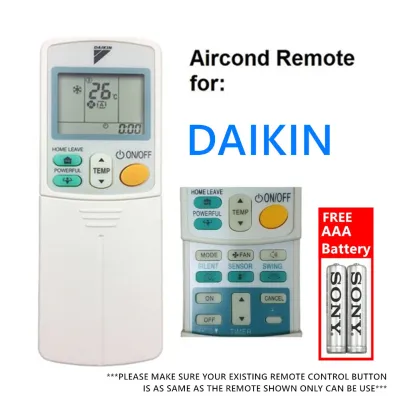 DAIKIN HOME LEAVE Aircond Remote Control Air Conditioner Remote [FREE Battery]