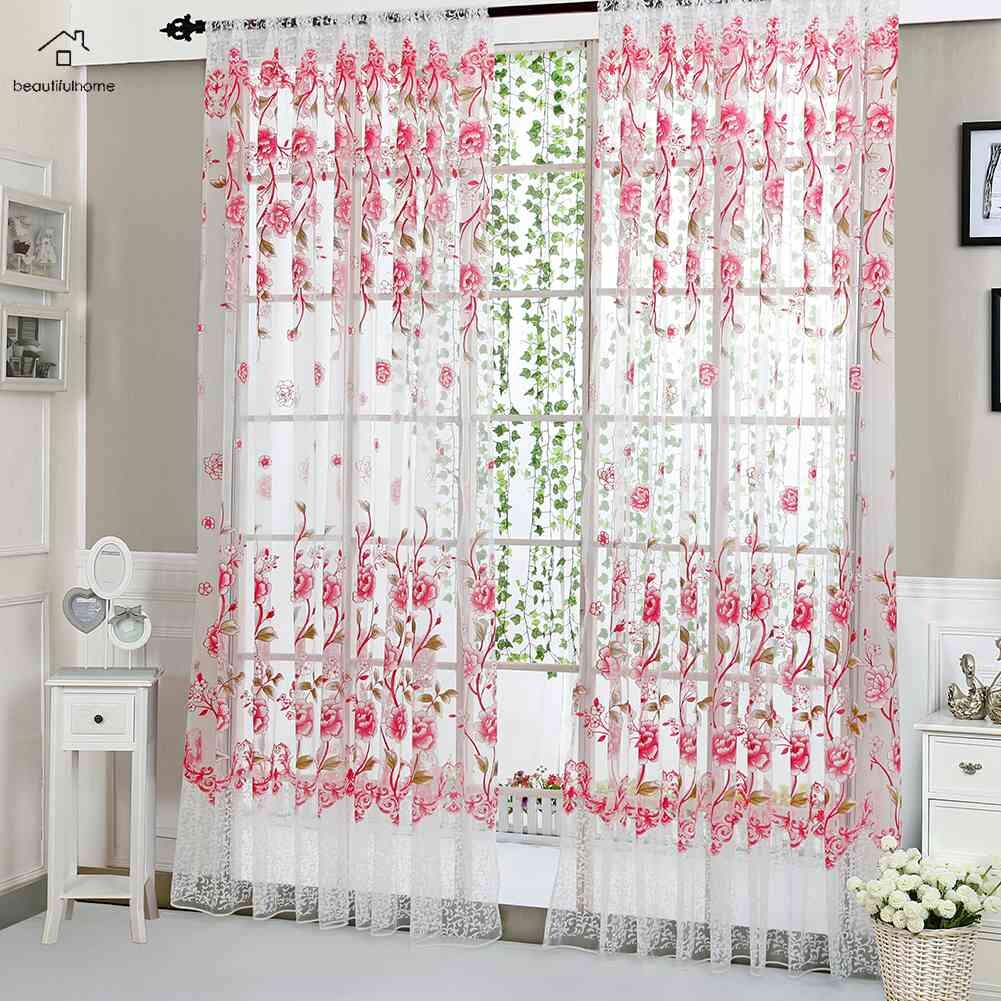 Peony Curtain Living Room Bedroom Home Door Window Curtain