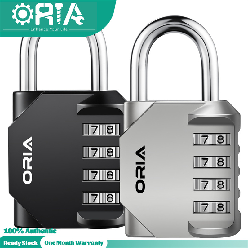 ORIA 4-Digit Combination Padlock – Waterproof Long Shackle Lock For School, Gym, Toolbox, Fence & Cabinet (2-Pack, Black)