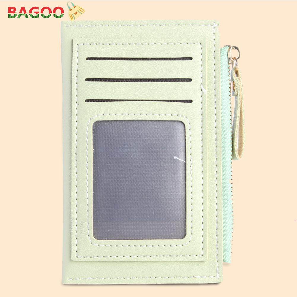 BAGOO Korean Fashion Solid Color Women Short Wallet PU Leather Multi-slots Clutch Money Bag Card Holder Mini Coin Purse for Women