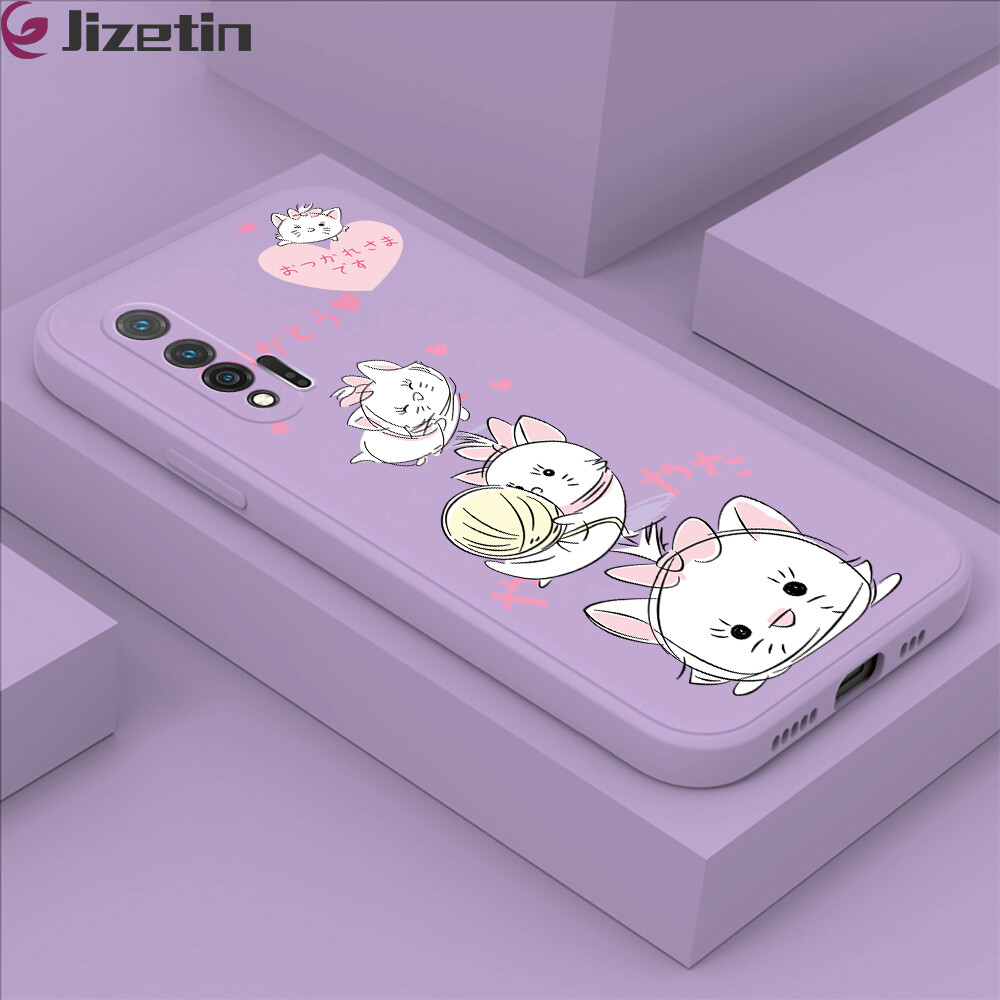 Jizetin Silicone Case For Huawei Nova 5 Nova 5i Nova 5i Pro Nova 5T Nova 6 The Aristocats Duchess Phone Casing Phone Case Original Square Liquid Silicone Casing Full Cover Camera Shockproof Protection Case