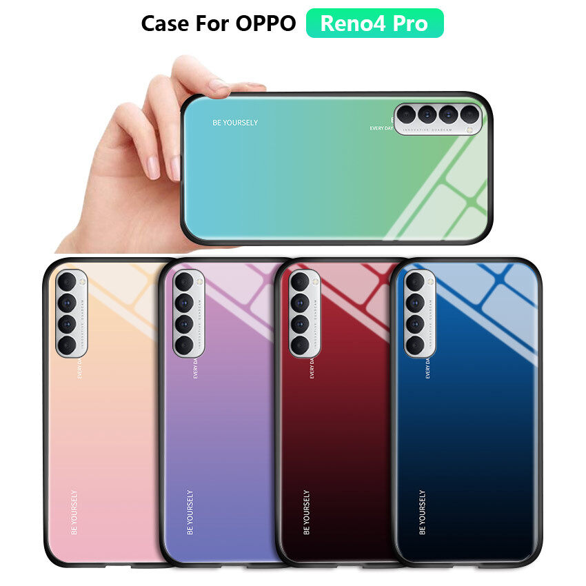 Ốp Honinga Dành Cho OPPO Reno 4 Ốp Reno4 Pro Ốp Lưng Chuyển Sắc Cầu Vồng Cực Quang Sang Trọng Ốp Lưng Mặt Kính Cường Lực Chống Sốc Ốp Điện Thoại Ốp Cứng Cho Bé Gái Bé Trai, Dành Cho Nam Nữ