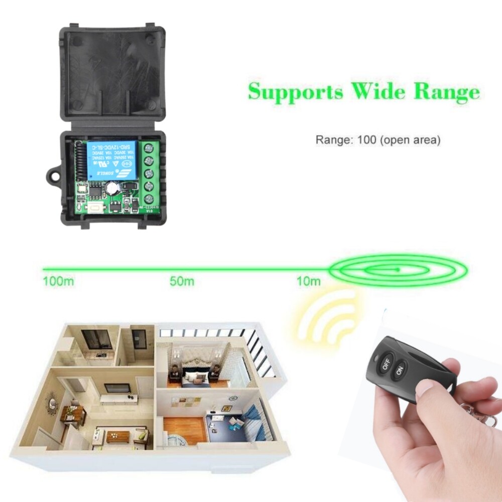 433 Mhz phổ công tắc điều khiển từ xa không dây DC 12V 1CH Rơ Le thiết bị nhận mô-đun và máy phát tần số vô tuyến điều khiển khóa điện tử