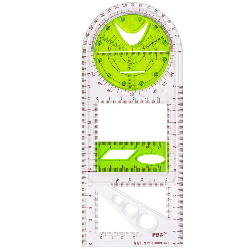 Multifunctional Geometric Ruler Geometric Drawing Template Measuring Tool School Office Building Drawing