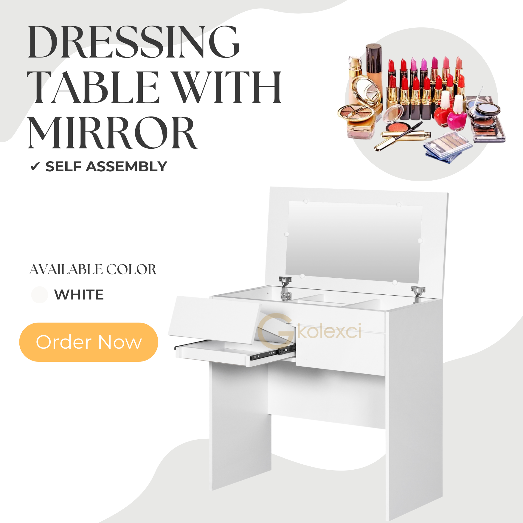 Gkolexci Dressing Table Meja Almari Solek with Drawer Cermin Make Up ...