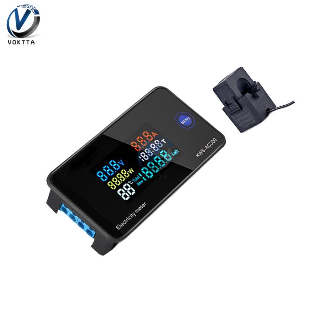 VOKTTA  AC 50-300V 10A 100A LCD sáu màn hình hiển thị đa chức năng điện áp hiện tại mét tần số Hệ số công suất Detector với máy biến áp