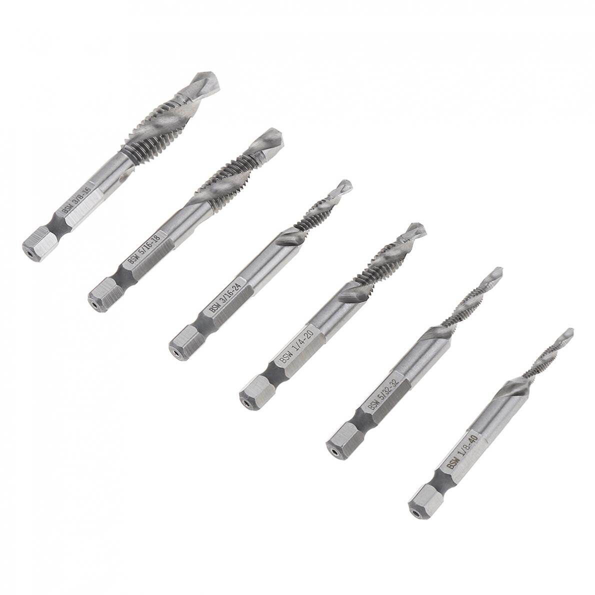 ChgImposs Bộ Mũi Khoan HSS Phủ Titan Ren Hệ Mét 6 Cái Thân Lục Giác 1/4 Inch Mũi Khoan Kết Hợp Mũi Khoan