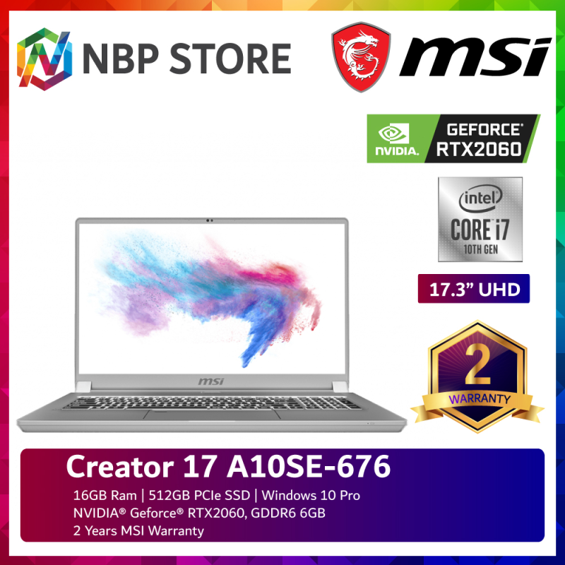 MSI Creator 17 A10SE-676 17.3 UHD Laptop ( i7-10875H, 16GB, 512B SSD, RTX2060 6GB, W10P ) Malaysia