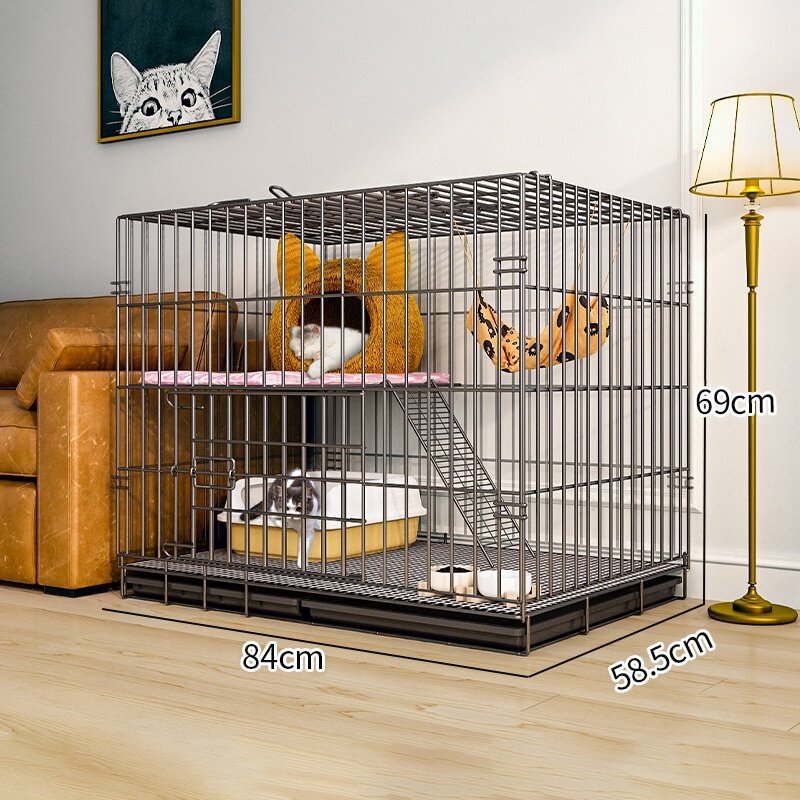 Cat cage Pet Cage 2 Level with Tray Large Terrace Ladder Free Space ...