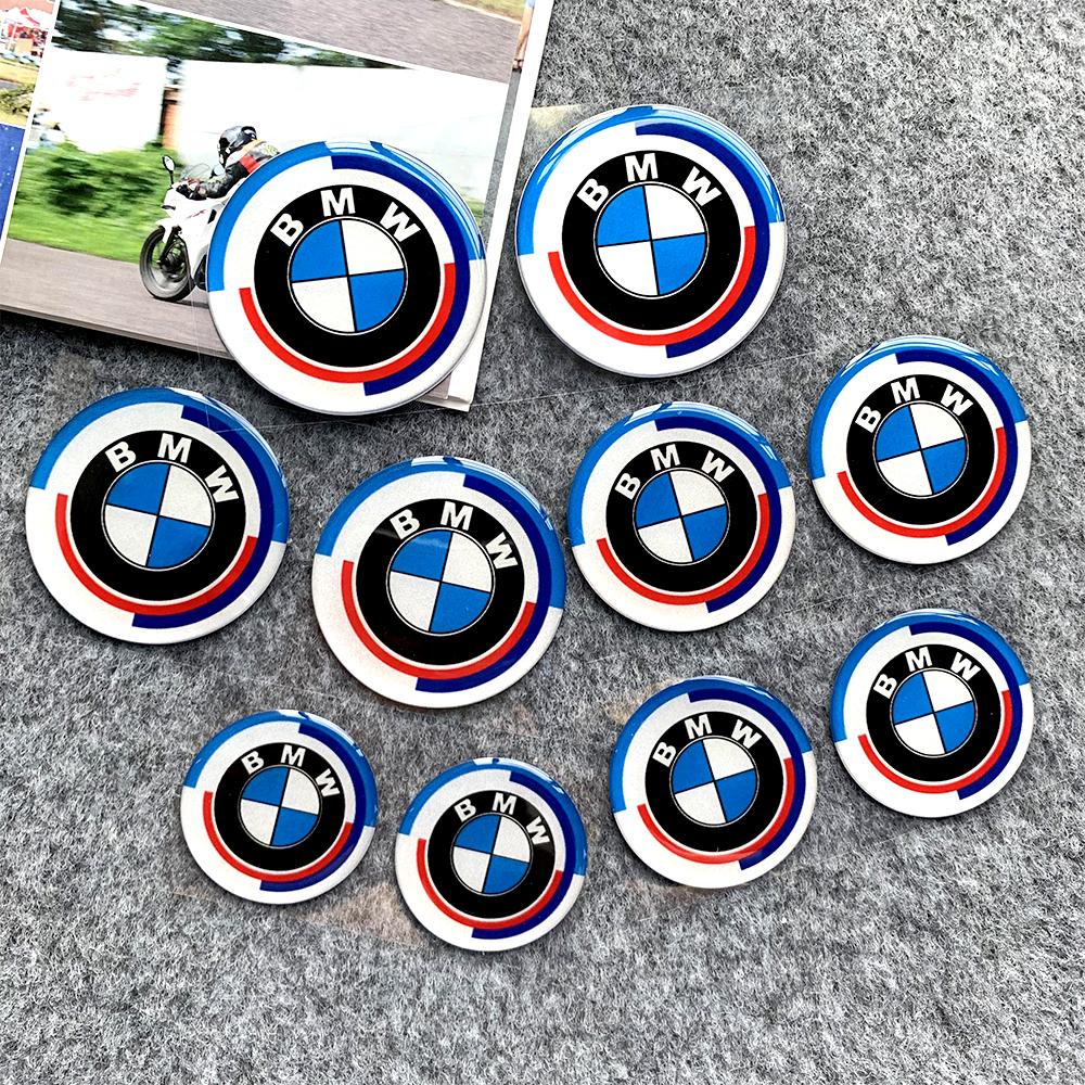 2 Chiếc Phụ Kiện BMW Logo BMW Độ Xe Máy Miếng Dán Đầu Trang Trí Đuôi Miếng Dán Tròn 3D Resin Gel Logo Xe Hơi