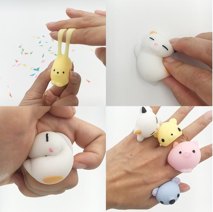 30Pcs Models All Different  Pop It Fidget Toy Cute Mini Slow Rising Squeeze Ball Cell Soft Squishy Sticky Animals Kawaii Healing Anti-stress Toy Stress Reliever Decor Toys