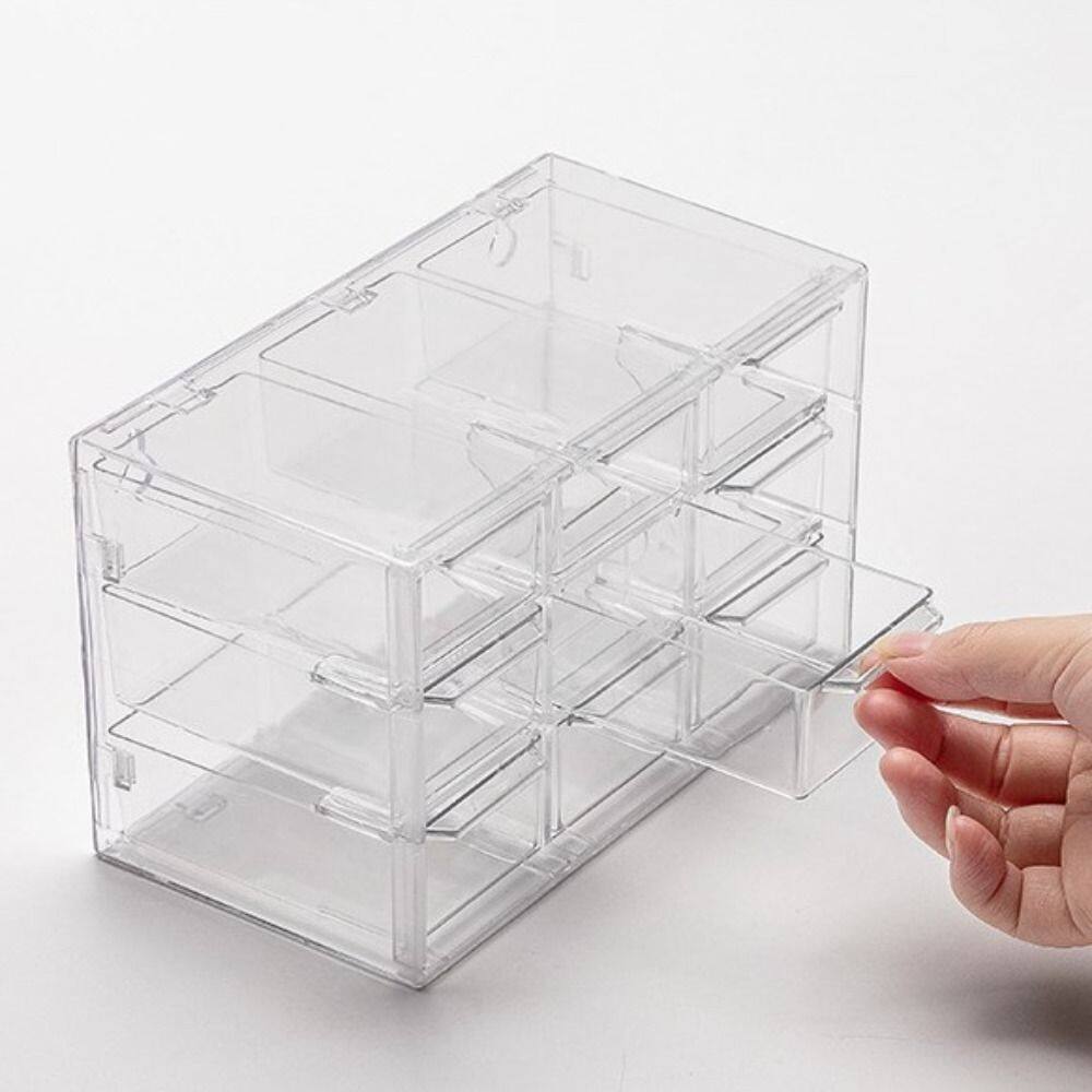 BUBLER Waterproof Stackable Storage Cabinet Cosmetics Earphone Makeup Container Sundries Desktop Storage Drawer Drawer Storage Box Stationery Organizer Transparent Storage Box