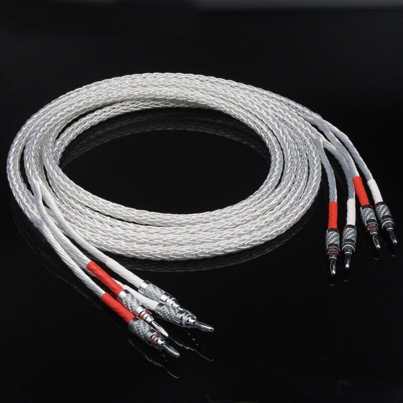 5 Pair OCC Silver-Plated Hifi Speaker Cable High Performance Speaker Amplifier Sound Connecting Line With Banana