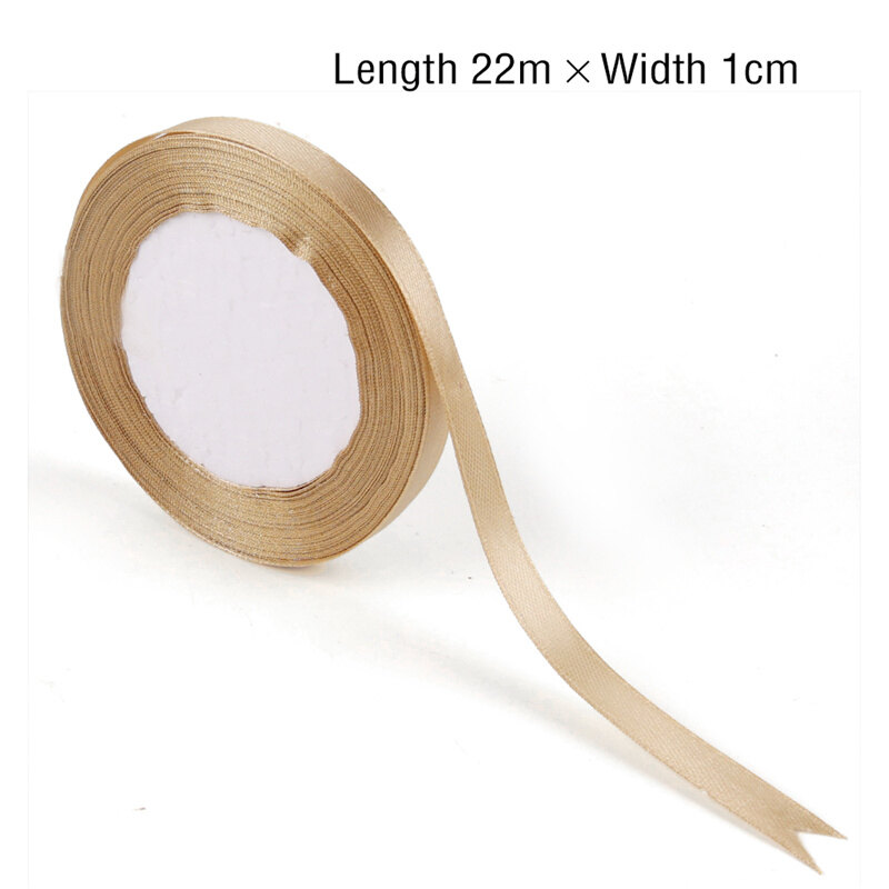 22M/Roll Champagne Satin Ribbon Gift Wrapping Christmas ribbons