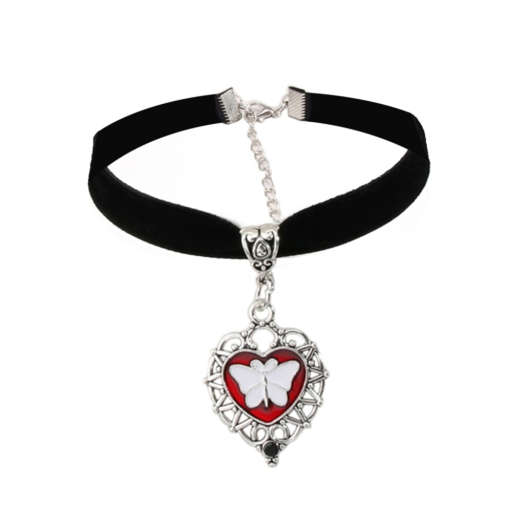 Harajuku Punk Heart Butterfly Necklace Black Velvet Collar Necklace Gothic