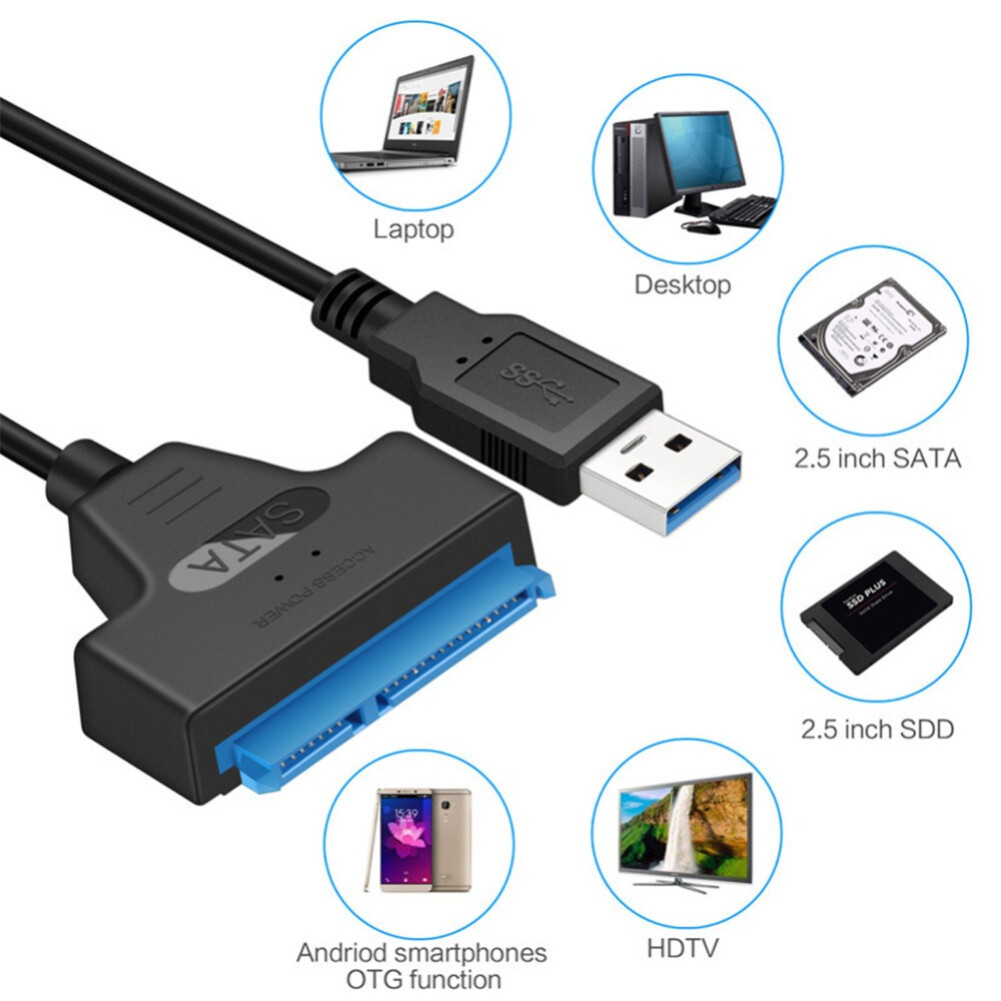 EL Style Cáp Usb Sata Đầu Nối Cáp Máy Tính Sata 3 Sang Usb 3.0 Cáp Chuyển Đổi Sata Usb 2.0 Hỗ Trợ Ổ Cứng Ssd Hdd 2.5 Inch 0620