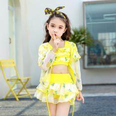 Bé gái Chia 3-động Bơi Phong Cách Hàn Quốc Công Chúa Váy Đồ Bơi Dễ Thương cho Bé Gái Chống Nắng Đồ Bơi