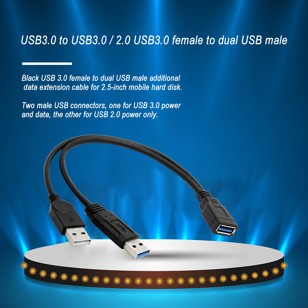 Cáp Mở Rộng USB, Cáp Nối Dài Chia Chữ Y, Cho Ổ Cứng SSD Gắn Ngoài 2.5 Inch Phụ Kiện Máy Tính
