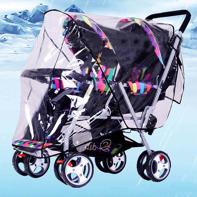 Clear Baby Stroller Rain Cover for Twins 1PC PVC Universal Waterproof Transparent Rainproof Cover Sun Shade New
