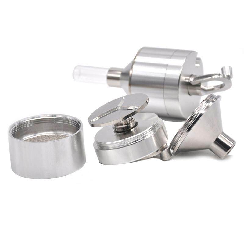 1pc Metal Powder Grinder Hand Mill Funnel With Snuff Glass Bottle 5