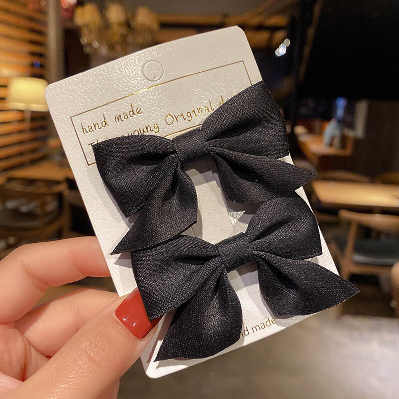 2Pcs/Set Baby Girl Hair Clips Sweet Princess Bowknot Kids Hairpins Barrettes For Girls Solid Color Children Headwear