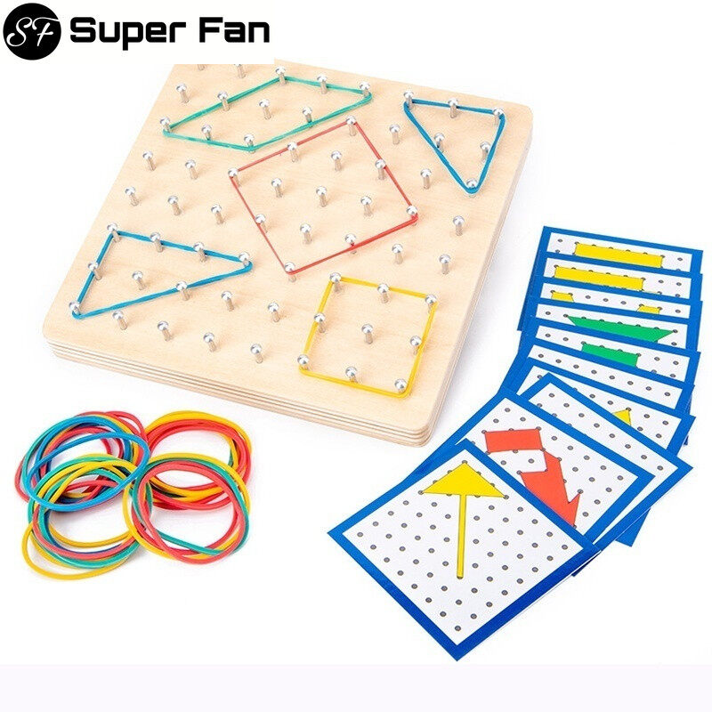 (Super Fan) 1 Set Montessori Toys Educational Wooden Toys Board Mathematical Manipulative Shape Cognition Preschool Learning Tools