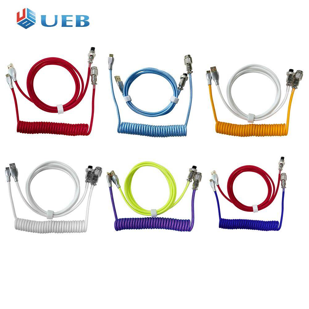 Professional Coiled Type-C USB Wire for Mechanical Keyboard Aviator Connector Spiral Paracord