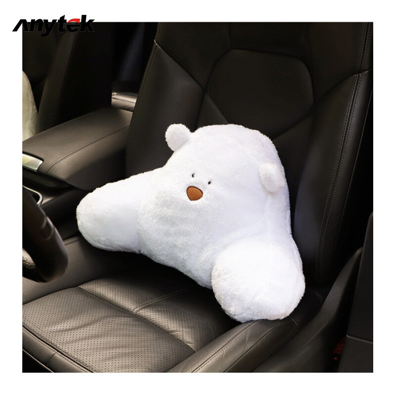 ANYTEK Car Cushion Cartoon Bear Headrest Neck Pillow Cute Plush Car Seat Headrest Pillow Car Interior Products