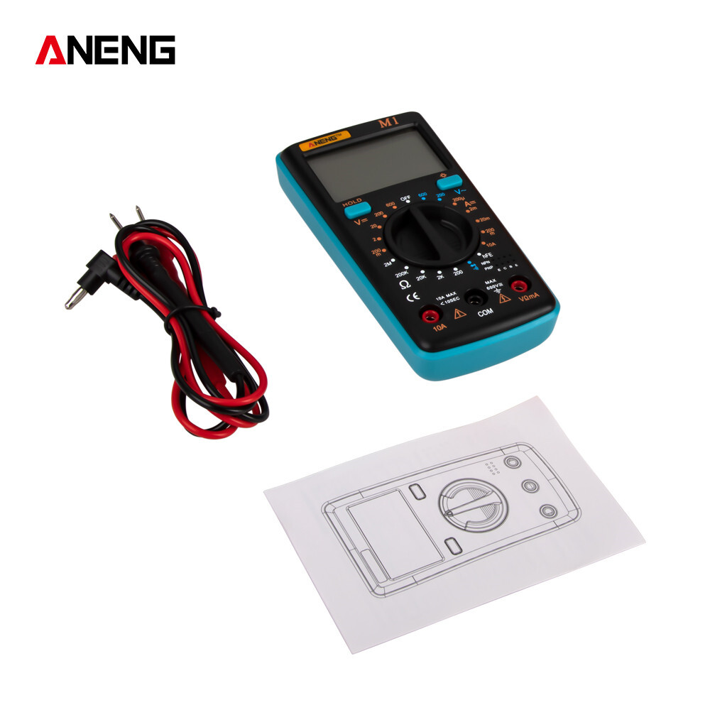 ANENG M1 Handheld Digital Multimeter LCD Backlight High Precision AC/DC Voltage Current Resistance Transistor Continuity Tester Overload Protection